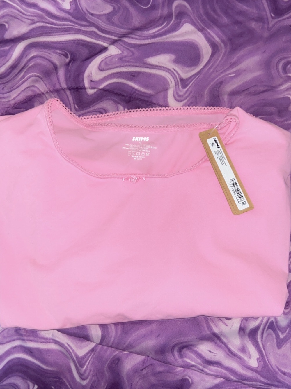 SKIMS Pink Cropped Sleeve Scoop Neck Tee